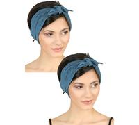 Deresina Women Bow Tie Knotted Headband (Caroline Blue-Denim One Size)