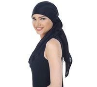 Deresina's Women Reversible Square Head Scarves for Chemo (Black - One Size)