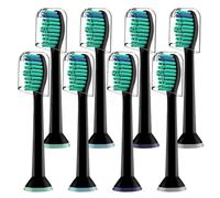 Derffin Toothbrush Heads for Philips Sonicare Power Handles 8 Pack in Black | Medium Soft and Flexible Bristles, Classic Replacement Toothbrush Heads HX6014, Fit Most Philips Sonicare Models