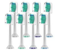 Derffin Toothbrush Heads for Philips Sonicare Power Handles 8 Pack in White | Medium Soft and Flexible Bristles, Classic Replacement Toothbrush Heads HX6014, Fit Most Philips Sonicare Models