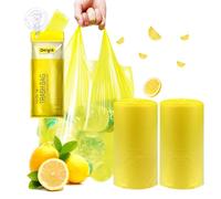 Dergik Large Adult Diaper Disposal Bags (18 x 23in), 96 Count, Lemon Scented, Discreet Waste Disposal for Elderly, Baby Dipaer Trash Bags, Sanitary Prouducts & Pet Waste Disposal, Yellow