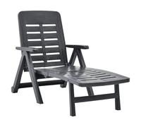 derik outdoor folding plastic sun lounger in anthracite