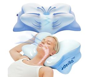 Derila ERGO Pillow | Memory Foam Neck Pillow, Bed Pillows. Cervical Pilllows for Back, Side, Stomach Sleeper, size 21.25 x 14.17 x 4.72 inches