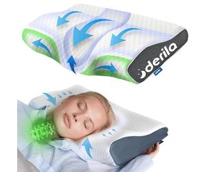 Derila Memory Foam Pillow. The Perfect Bed Pillow for Side, Back, Stomach Sleepers. With Contoured Pillow You Will Wake Up Refreshed (King Size, Pack of 1)