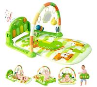 derimkcoa Baby Play Mat Gym,Funny Play Piano Tummy Time Baby Activity Mat with 5 Infant Sensory Toys, Music and Lights Boy & Girl Gifts for Newborn 0 to 3 6 9 12 Months (Green)