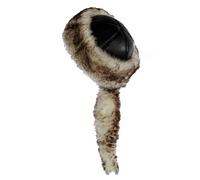 Derisitesi Real Sheep Fur Unisex Leather Hat With Tail - Winter Fur Hat (Large)