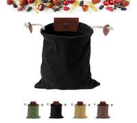 Derivemids Foraging Bag, Handmade Cowhide Canvas Bag, Storage Folding Bags for Travel Camping Hiking, Leather Drawstring (Black)