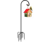 Derkniel Shepherd Hook 60 Inch Tall Heavy-Duty Metal Garden Hanging Pole Stake for Bird Feeder Pole Plant Baskets, Black (1 Pack).