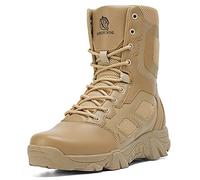 derlychug Men's 8 inch Military Tactical Combat Boots Side Zipper Lightweight Durable Slip-Resistant Hiking Outdoor Work Boots(Sand 40)