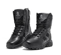 derlychug Men's Military Tactical Combat Boots Side Zipper Army Style Combat Boots for Hiking Hunting Training and Camping(NewBlack 43)