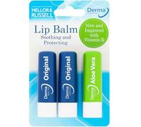 Derma Intensive+ Lip Balm Triple Pack 2 Original 1 Aloe Vera Long-Lasting Moisturising Lip Care for Dry Cracked Lips Soothing Hydration Lip Treatment Everyday Lip Protection | SterlingSquare