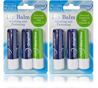 Derma Lip Balm 2 Pack - Original & Aloe Vera - Moisturising Lip Care for Dry, Chapped Lips - With Vitamin E - Soothes, Heals & Protects - Lip Therapy for Men & Women
