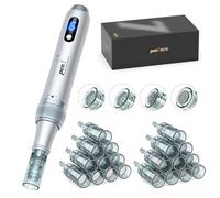 Derma Pen M7S Microneedling Pen, Wireless Dermapen Kit with 20pcs Replacement Cartridges Needles for Dr Pen M7S, 6 Speeds Adjustable Micro Needling Microneedle Machine for Face, Skin Care - Silver