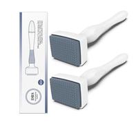 Derma Stamp 2 Pack, 140 Titanium Microneedling, 0-3mm Adjustable Microneedle Derma Roller for Face Body Hair Beard Growth, Microneedle Skin Care Tool for Men and Women Home Use