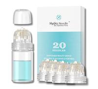 Derma Stamp Hydra Needle, At-home Facial Tool with 4 Microneedling Stamp Replacement Heads Gold Titanium 20 Pins Length 0.5mm, Reusable Serum Applicator Bottle for Hair, Beard, Stretch Marks, Scars