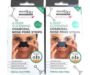 Derma V10 Deep Cleansing Charcoal Nose Pore Strips Blackhead Removal (Twin)