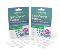 Derma V10 Hydrocolloid Spot Patches for Acne (48 Pack, 2 Sizes) - Invisible Waterproof Pimple Patches with Derma V10 Spot Zapper, Blemish Cover Dots 8mm & 12mm for Face
