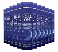 Derma V10 Lavender Roll On 12 Packs | Lavender Oil, Chamomile and Rosemary Extract to Promote Peaceful and Restful Night Sleep, Aids in Calming and Relaxing The Mind and Body, Vegan Friendly