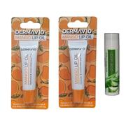 Derma V10 Mango Lip Oil Hydrates Vitamin E Shea Butter Twin Pack 10ML With Free Aloe Vera Lip Balm