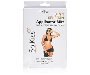 Derma V10 Solkiss 3-in-1 Self Tan Applicator Mitt - Exfoliate, Apply & Buff, Reusable (DER0397X)