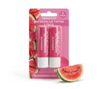 Derma V10 Tinted Lip Balm Set, Watermelon Flavored Lip Balm for Dry Chapped Lips, Natural Vegan Moisturizing Lip Care Treatment, Hydrating Colored Lip Balm for Women, Pack of 2