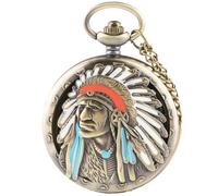 DerMacht Ancient Native American Collectible Indian Pocket Watch Antique with Chain Persons of Native Heritage Gifts Fathers Days