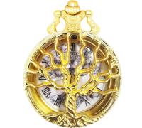 DerMacht Pocket Watch Hollow Tree Design Engraved Bible Verse Roman Numerals Engraving Bible Verse Pocket Watches Quartz Analog Gift for Birthday Christmas Xmas Baptism, Gold