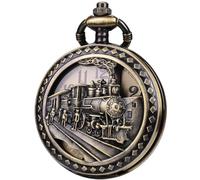 DerMacht Pocket Watch Steampunk Pocket Watches with Chain for Cosplay Men Smooth Sun Patterned, Ac.Reindeer, Bronze Bronze