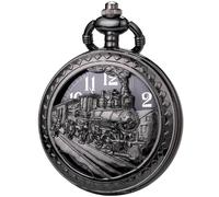 DerMacht Pocket Watch Steampunk Pocket Watches with Chain for Cosplay Men Smooth Sun Patterned, Ae.Reindeer, Black Black