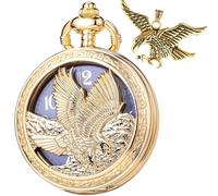DerMacht Pocket Watch with Chain Oversized 50MM Quartz Steampunk Hollowed Eagle Patterned Hawk Christmas Valentine's Day Birthday Gifts Fathers Day