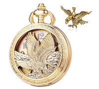 DerMacht Pocket Watch with Chain Oversized 50MM Quartz Steampunk Hollowed Eagle Patterned Hawk Christmas Valentine's Day Birthday Gifts Fathers Day