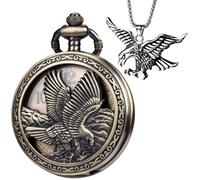 DerMacht Pocket Watch with Chain Quartz Steampunk Hollowed Eagle Patterned Bronze Bronze Hawk Christmas Valentine's Day Birthday Gifts Fathers Day