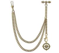 DerMacht Single Albert Pocket Watch Chain T-Bar with Compass Rudder Pendant Bronze