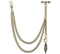 DerMacht Single Albert Pocket Watch Chain T-Bar with Hollow Lantern Pendant Bronze