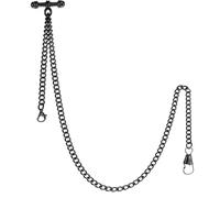 DerMacht Single Albert Pocket Watch Chain with T-Bar Gold, 7.Black (Chain ONLY)