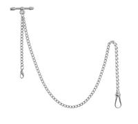 DerMacht Single Albert Pocket Watch Chain with T-Bar Gold, 8.Silver (Chain ONLY)