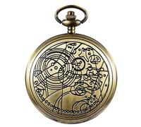 DerMacht Vintage Pocket Watch Skull Poker Pattern Antique with Chain Halloween, 11Aa. Dr. Who, Bronze