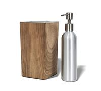 DERMALOGIC Massage Oil Warmer for Pro Spa Massage, Home Lotion Warmer with Aluminum Bottle Pump Set, Plug-in Oil Heater Beauty Salon Treatment Equipment, Light Wood