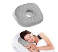 Dermalyx Piercing Ear Donut Pillow for Side Sleepers, Pillow with Hole for Sensitive Ears, Ear Piercing Care Pillow, Cotton Pillow for Alleviating Pain, Gray