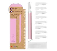 Dermaplane Razor, Eyebrow Razor with 8 Blades, Exfoliating Dermaplaning Tools for Women&Men, Facial Hair Removal for Women, Eyebrow Trimmers Shaver with Safety Cover, Face Shaver for Women (Pink)