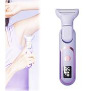 Dermaves Bikini Shaver, Glow Auras Womens Shaver, Digital Display, Rechargeable Trimmer with Five Detachable Head Cordless Wet Dry Use Women's Hair Removal Device (Purple)