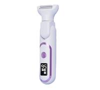Dermaves Bikini Shaver, Glow Auras Womens Shaver, Digital Display, Rechargeable Trimmer with Five Detachable Head Cordless Wet Dry Use Women's Hair Removal Device (White)