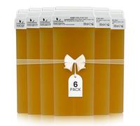 DERMAWAX 6x100ml Honey Roll On Wax Cartridges Refill- Natural Soft Wax for Gentle Hair Removal- For Use with Roll-On Wax Heater & Non-Woven Strips (Not Included)- Legs, Arms, Underarms, Chest & Back