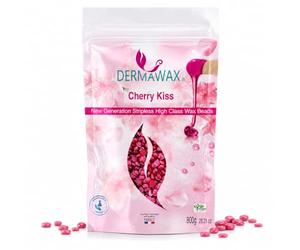 DERMAWAX Hard Wax Beads 800 g for Stripless Hair Removal, Cherry Kiss | Vegan, dermatologically tested film wax with cherry blossom extract, developed, packaged and made in France.