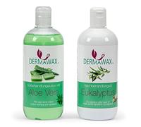 Dermawax Pre- & Post-Treatment Set 2 x 500 ml - Aloe Vera Lotion Before Hair Removal + Eucalyptus Oil Care After - Removes Wax Residue, Soothes & Protects the Skin