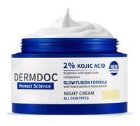 DERMDOC 2% Kojic Acid Glow Fusion Formula Night Cream with Niacinamide & Alpha Arbutin for Skin Brightening (50 gm) | Face Cream I Night Cream I Kojic Acid Brightening Cream I Glowing Skin