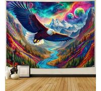 Dermijer Bald Eagle Tapestry Watercolor Mountain Forest Tapestry Galaxy Planet Tapestry American Eagle Nature Landscape Wall Tapestry American Spirit Wall Art Tapestry for Home Decor W78.7×H59.1
