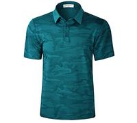 Derminpro Men’s Camo Golf Shirts Moisture Wicking Short/Long Sleeve Dry Fit Golf Polos, Deep Teal-33, Large