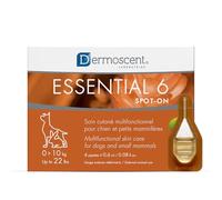 Dermoscent Essential 6 Spot-On - Dog Itchy Skin Relief - Dandruff & Allergy Relief with Vitamin E Oil - Natural Ingredients for Sensitive Skin - Dog & Small Mammals 0-10 kg - 4 Pipettes of 0.6 ml
