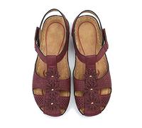 Dernolsea Women Orthopedic Sandals Roman Caged Strappy Closed Toe Ladies Platform Wedge Ankle Strap Shoes Purple Size 7